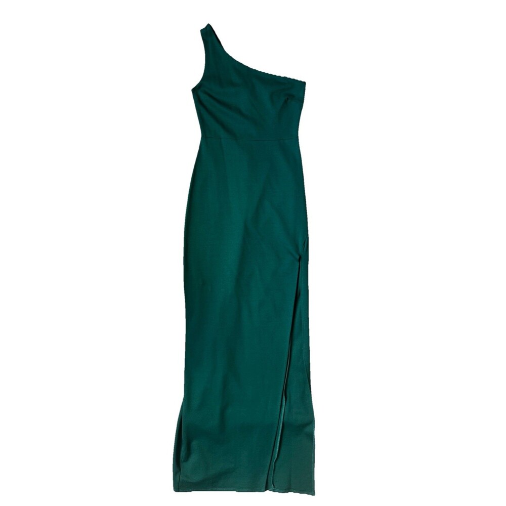 New Lulu’s Good Times Only Hunter Green One-Shoulder Maxi Dress Figure Fit Sz S